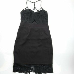 Express Cross Front Back Spaghetti Strap Black Dress Women's Size 6